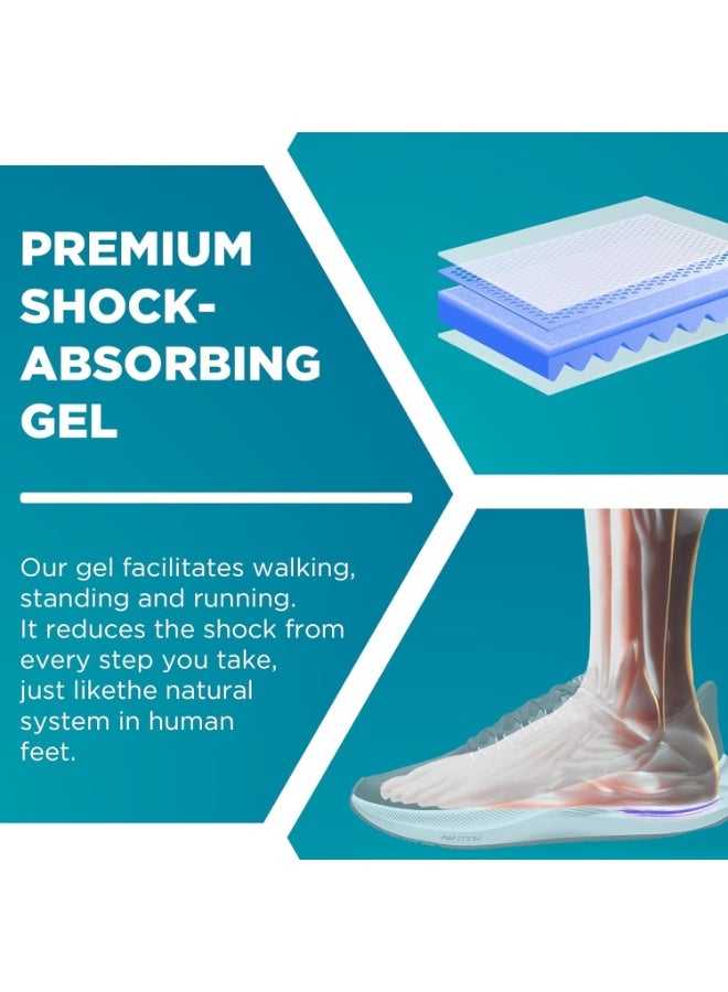 أحذية ووسائد جل للكعب لعلاج التهاب وتر العرقوب، التهاب اللفافة الأخمصية، نتوء الكعب، النتوء العظمي، وتخفيف آلام الكعب، وسادة كعب مريحة وداعمة للقوس للرجال والنساء، تخفيف ضغط القدم، امتصاص الصدمات، دعم الكعب والكاحل، مناسبة للجري والمشي والرياضة والعمل والوقوف طوال اليوم، مناسبة لجميع أنواع الأحذية الرياضية، الرسمية، والأحذية اليومية – عبوة 2 وسادة سيليكون جل للقدم والكاحل والساق والظهر - Image 3